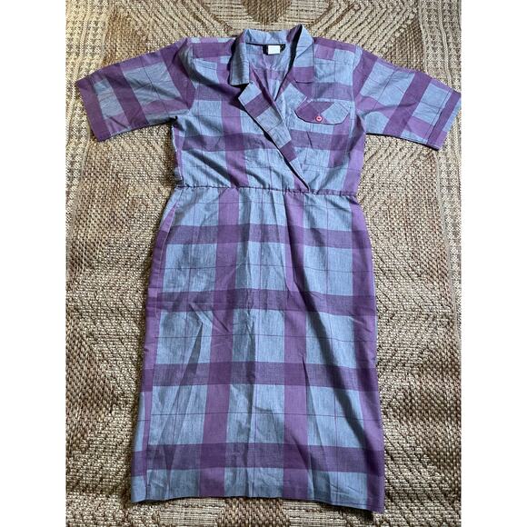 Vtg. STASH Plaid Short Sleeve Dress SZ 11/12 - Picture 1 of 9